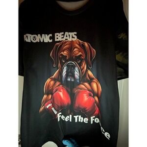 Atomic Beats "Feel The Force" Boxing Boxer Dog Double Sided Graphic T-Shirt